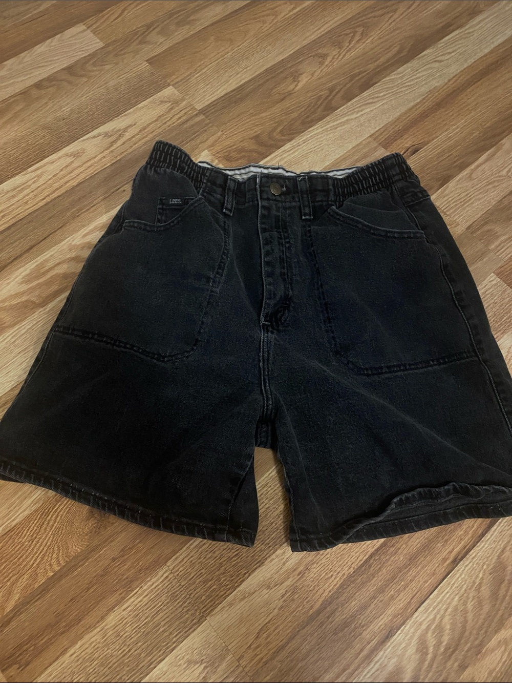 Lee Black Elastic Waist Denim Shorts